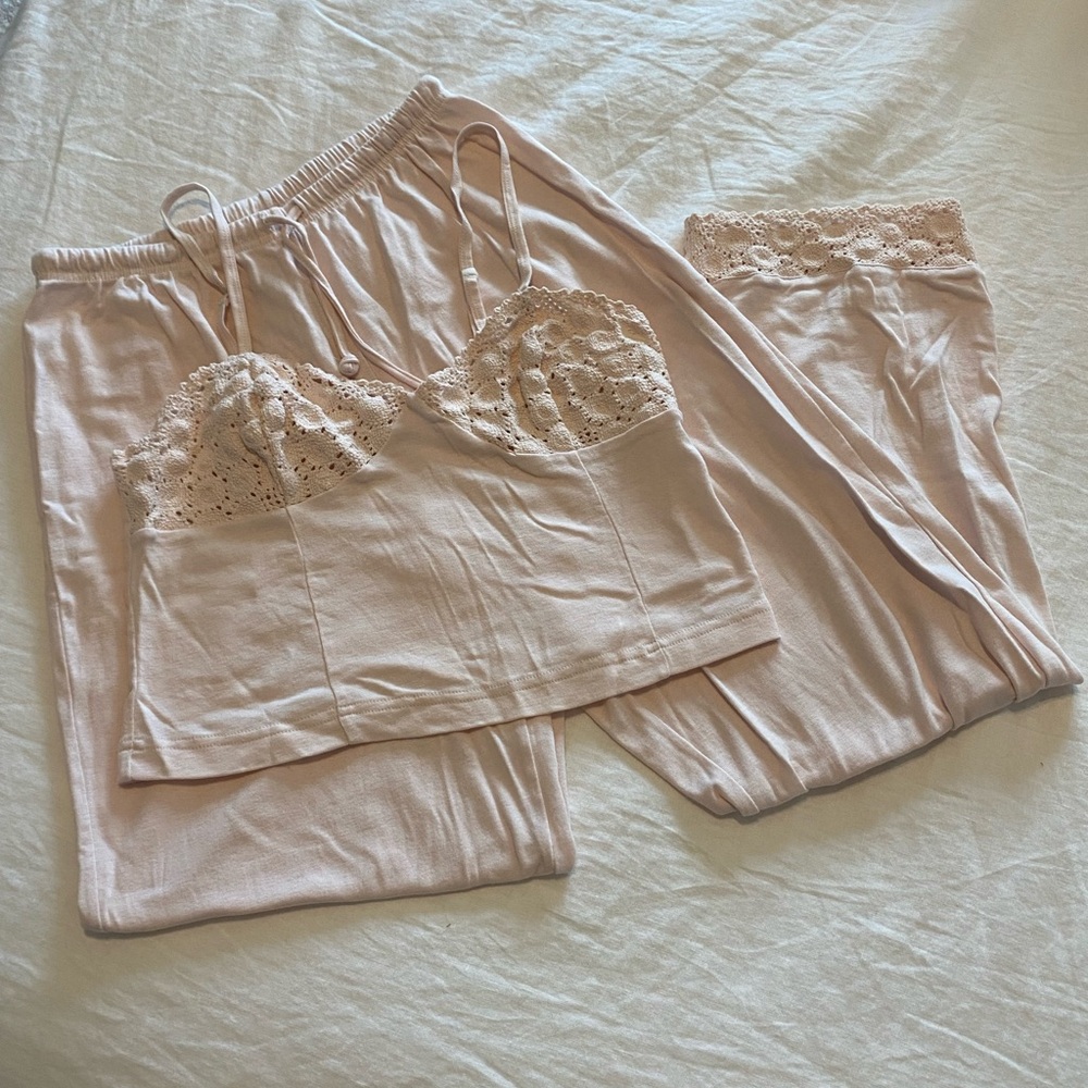 VS Vintage Pink Cotton Crochet PJ Set